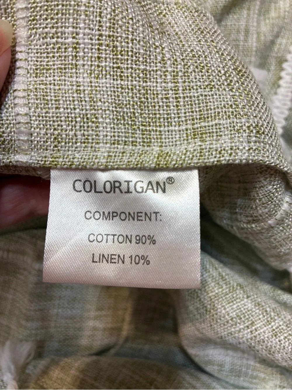 Colorigan Sage Green Window Curtain Panels with White Grid and Tassel Trim 1 Pr